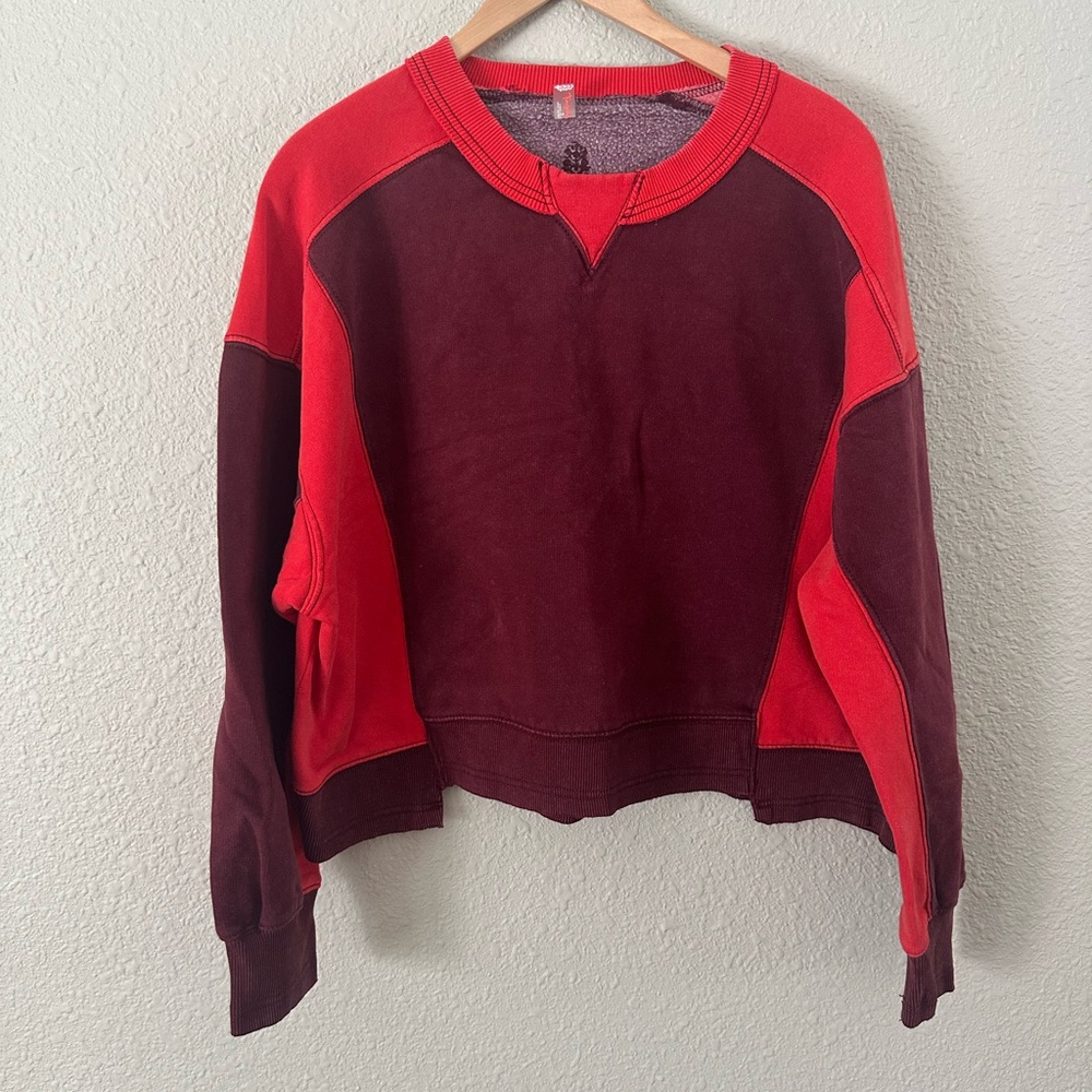 FP Movement by Free People Red and Burgundy Crew Neck Sweater
